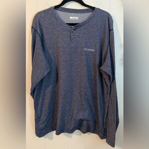 Columbia Men's Blue Henley Long Sleeve Shirt, Size M